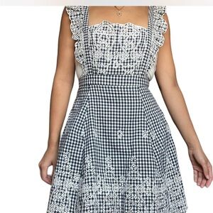 Elegant Black and White Gingham Dress